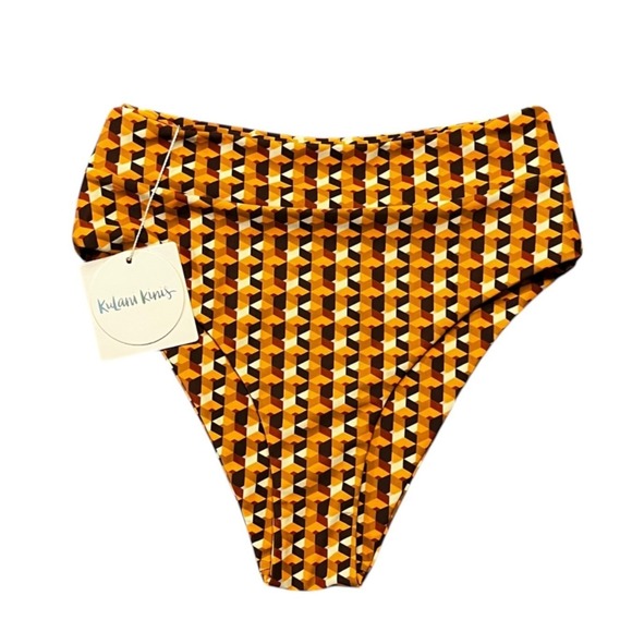 Kulani Kinis Other - Kulani Kinis Sunset Strip Bikini Bottom Size Small Gold Brown High Waisted NEW